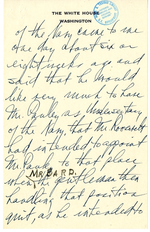 Longhand Note of President Harry S. Truman