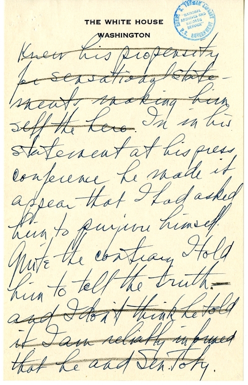 Longhand Note of President Harry S. Truman