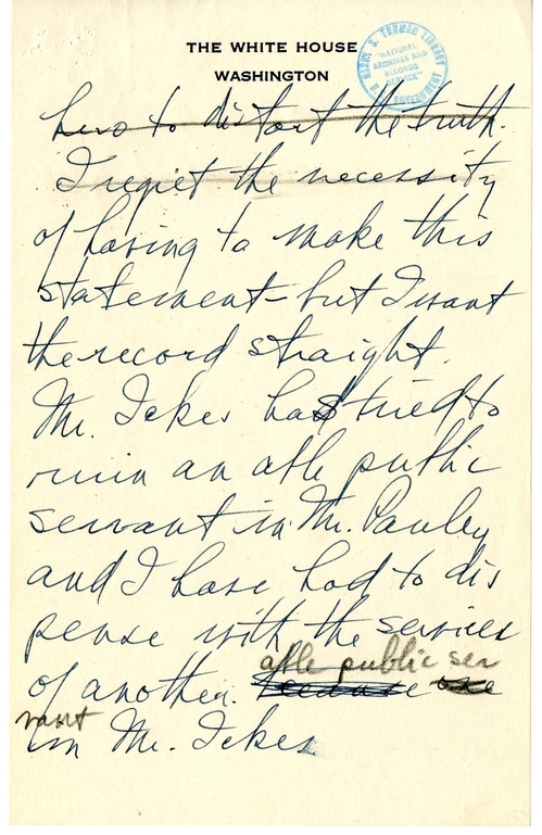 Longhand Note of President Harry S. Truman