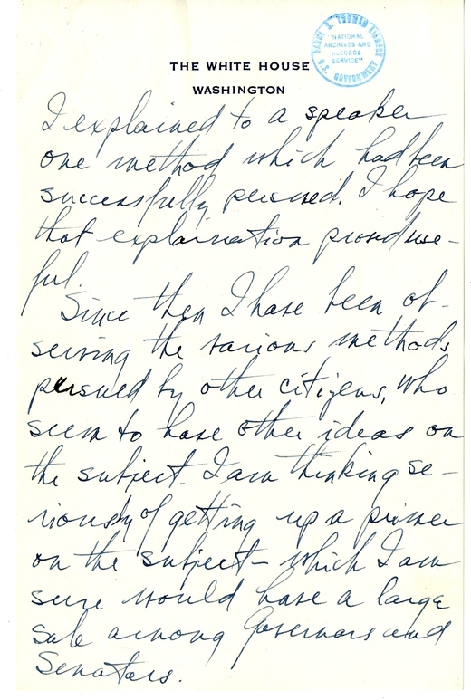 Longhand Draft of Gridiron Dinner Speech of President Harry S. Truman