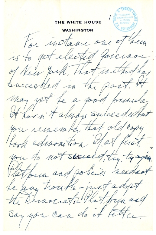 Longhand Draft of Gridiron Dinner Speech of President Harry S. Truman