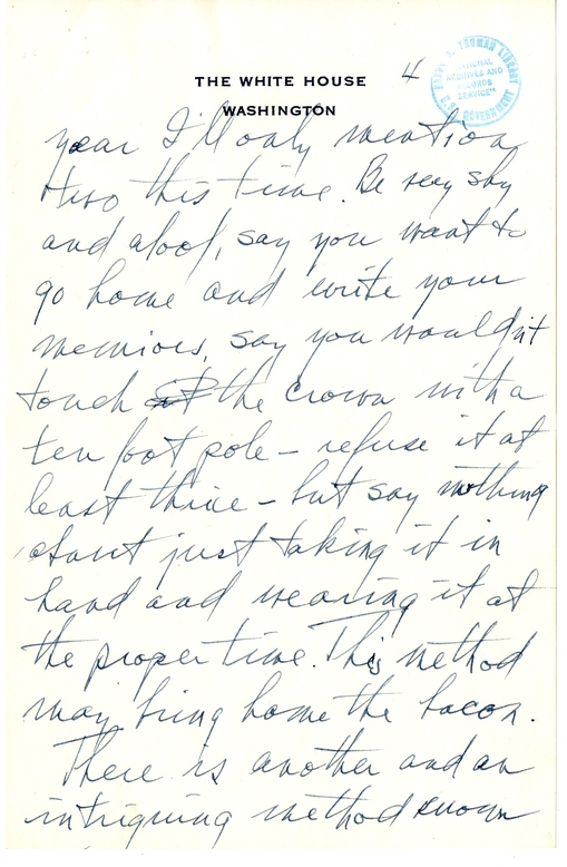 Longhand Draft of Gridiron Dinner Speech of President Harry S. Truman