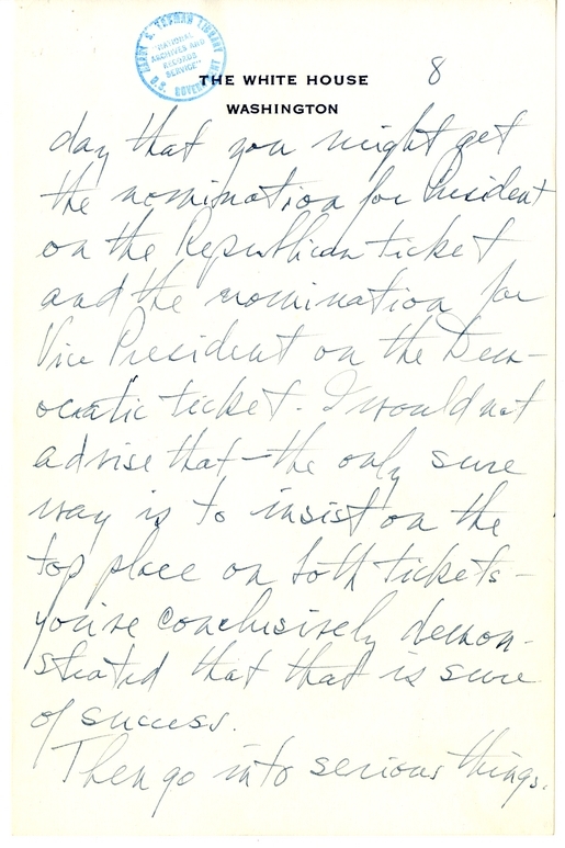 Longhand Draft of Gridiron Dinner Speech of President Harry S. Truman