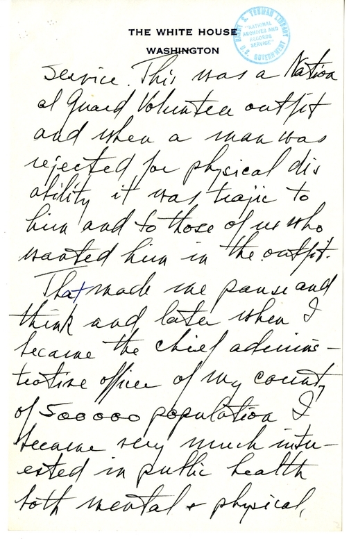 Longhand Note of President Harry S. Truman