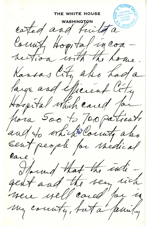 Longhand Note of President Harry S. Truman