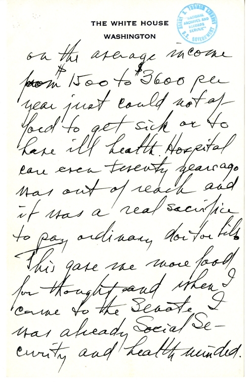 Longhand Note of President Harry S. Truman