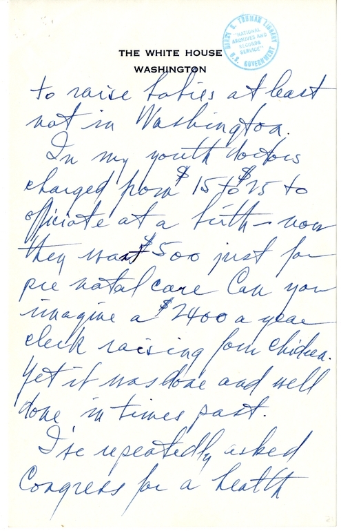 Longhand Note of President Harry S. Truman