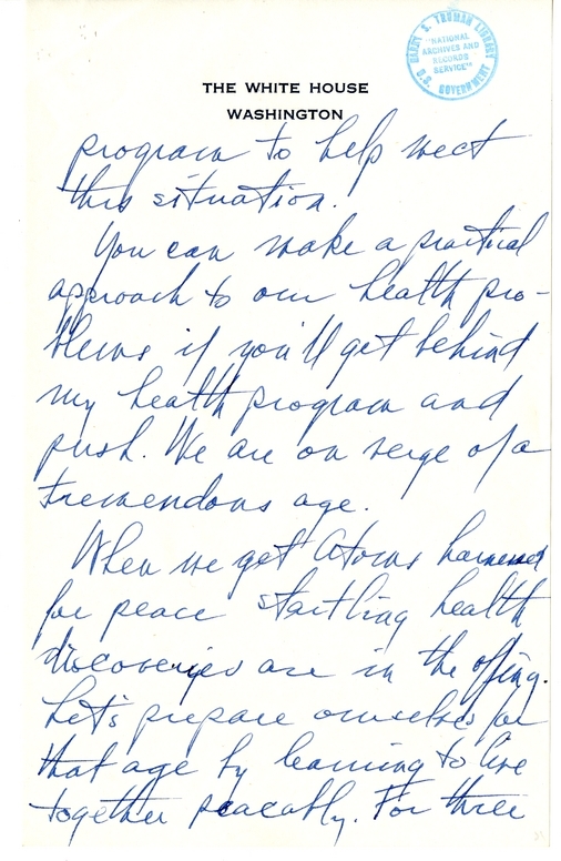 Longhand Note of President Harry S. Truman