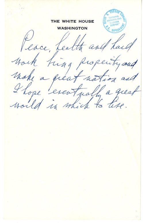 Longhand Note of President Harry S. Truman