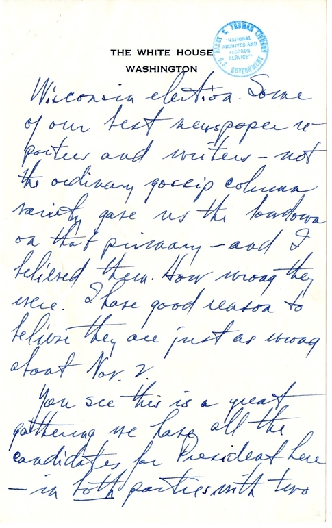 Longhand Note of President Harry S. Truman