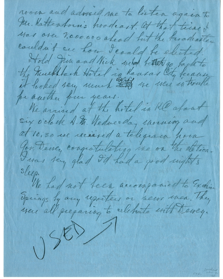 Longhand Note of President Harry S. Truman