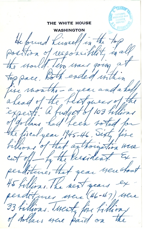 Letter from President Harry S. Truman to Frank Kent