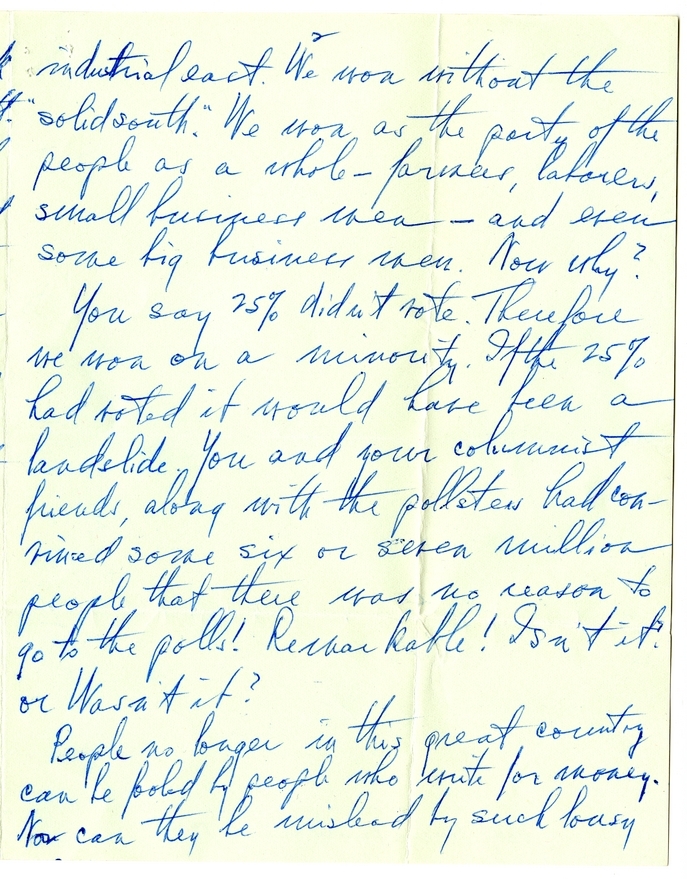 Unsent Letter from President Harry S. Truman to Frank Kent