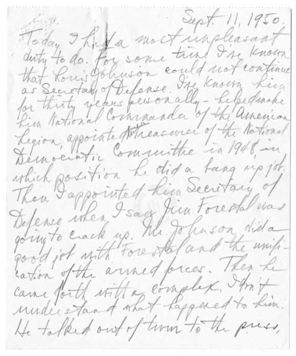 Longhand Note of President Harry S. Truman