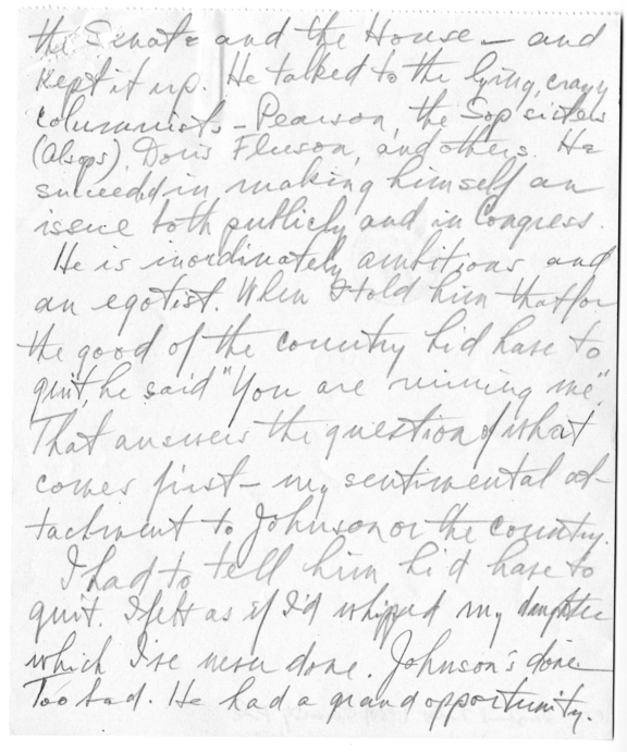 Longhand Note of President Harry S. Truman