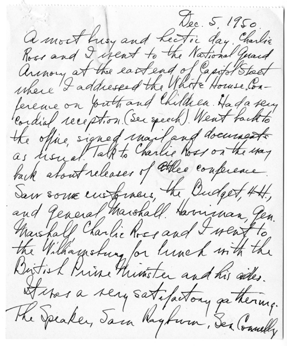 Longhand Note of President Harry S. Truman