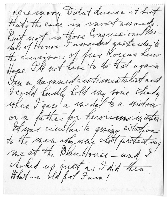 Longhand Note of President Harry S. Truman