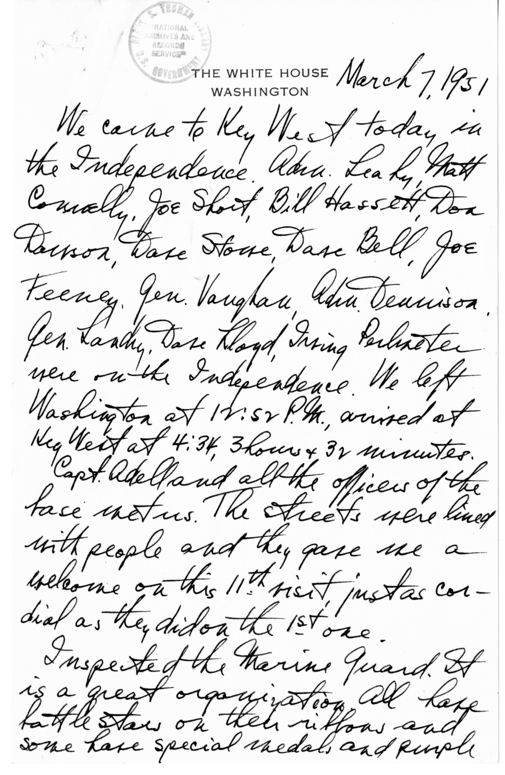 Longhand Note of President Harry S. Truman