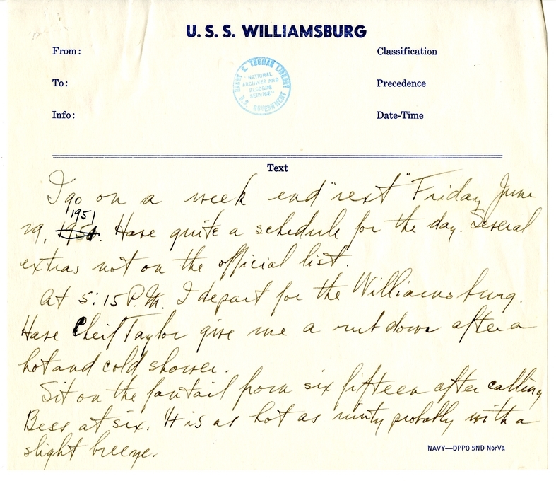 Longhand Note of President Harry S. Truman