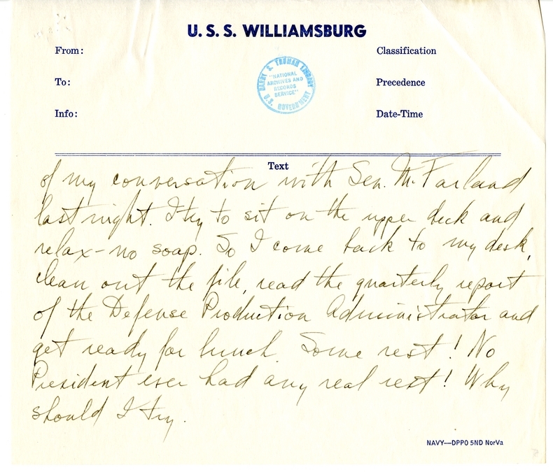 Longhand Note of President Harry S. Truman