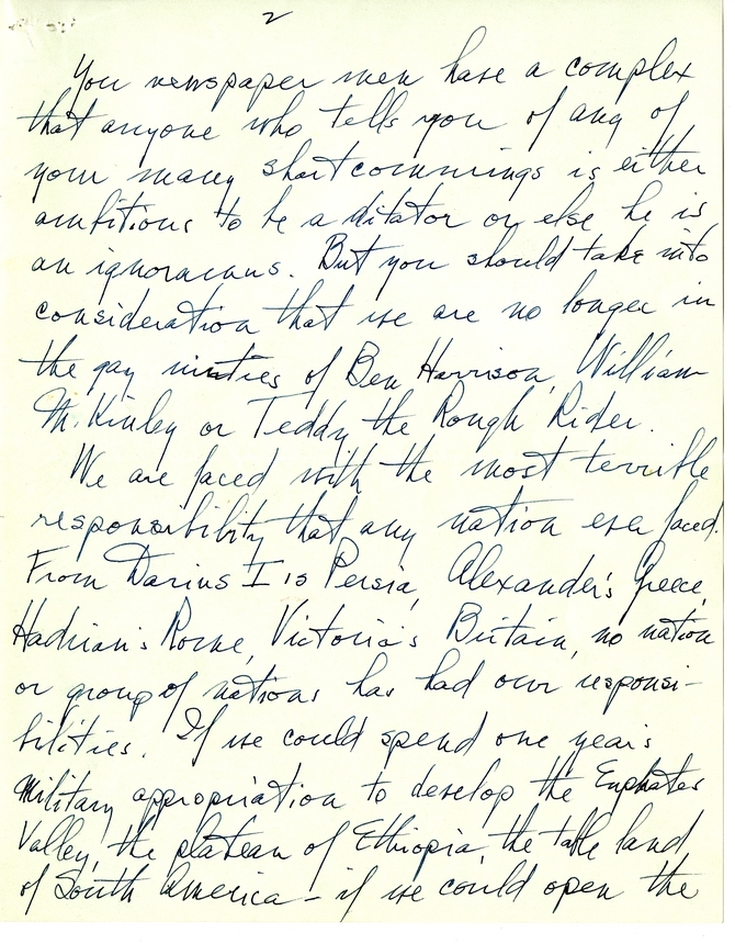 Unsent Draft Letter from President Harry S. Truman to Arthur Krock