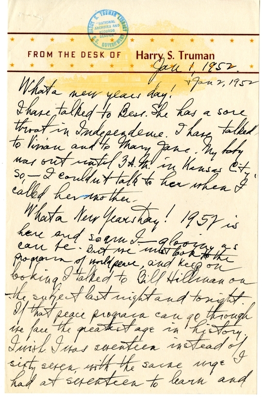 Longhand Note of President Harry S. Truman