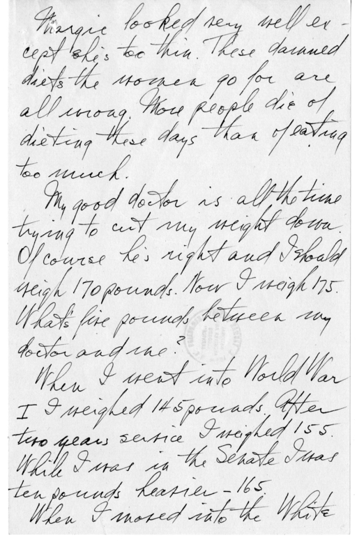 Longhand Note of President Harry S. Truman