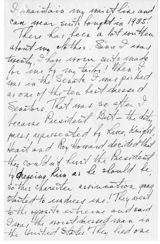 Longhand Note of President Harry S. Truman