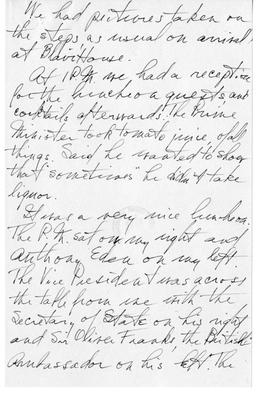 Longhand Note President Harry S. Truman