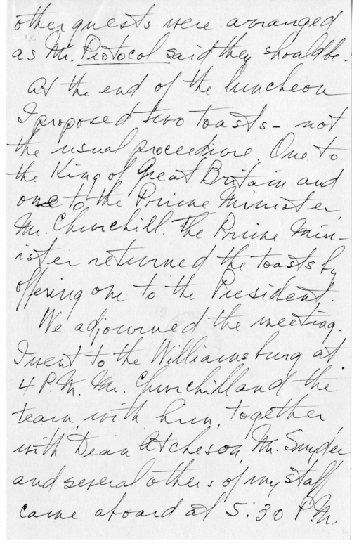 Longhand Note President Harry S. Truman