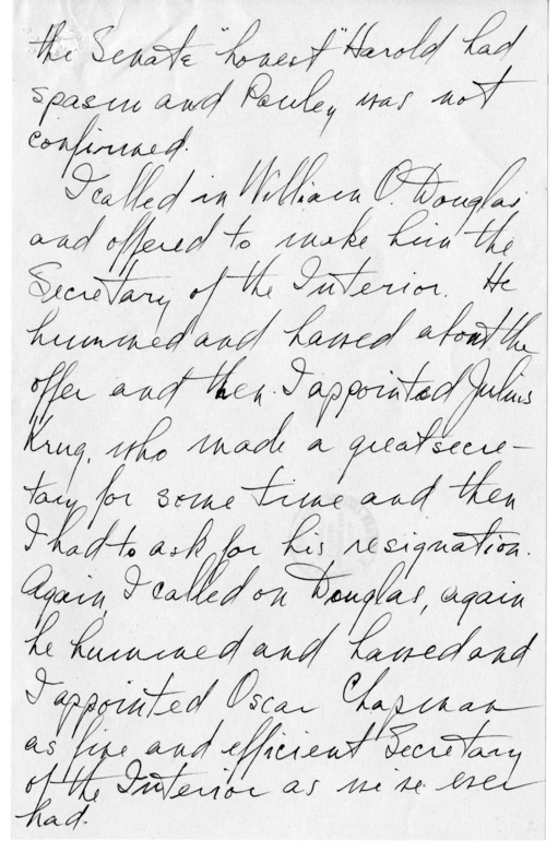 Longhand Note of President Harry S. Truman