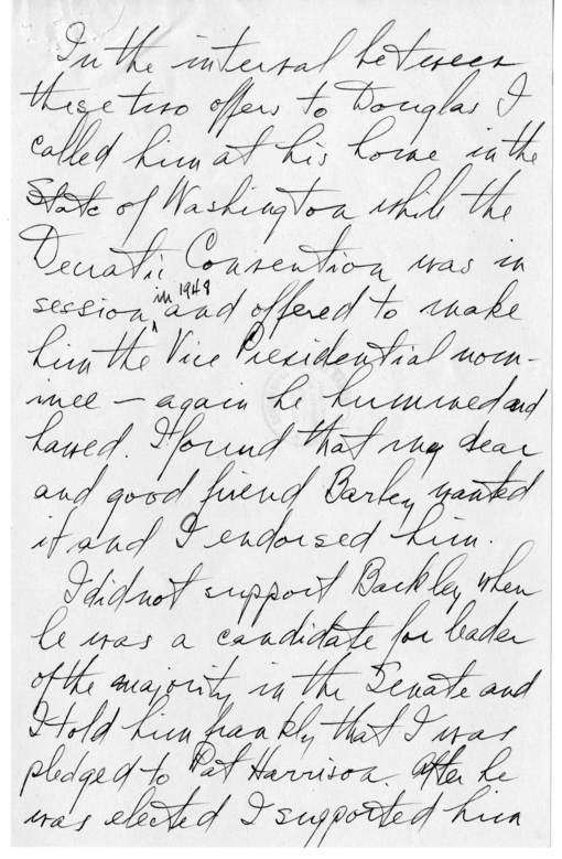 Longhand Note of President Harry S. Truman