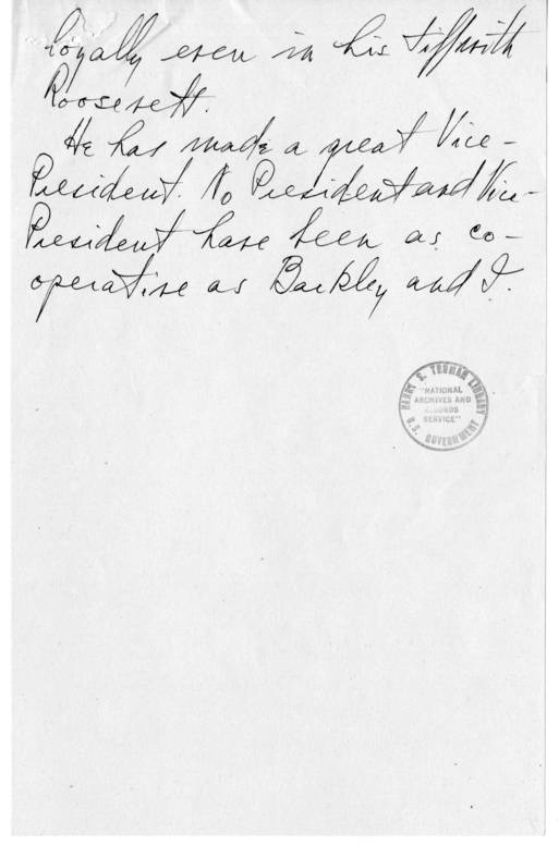 Longhand Note of President Harry S. Truman