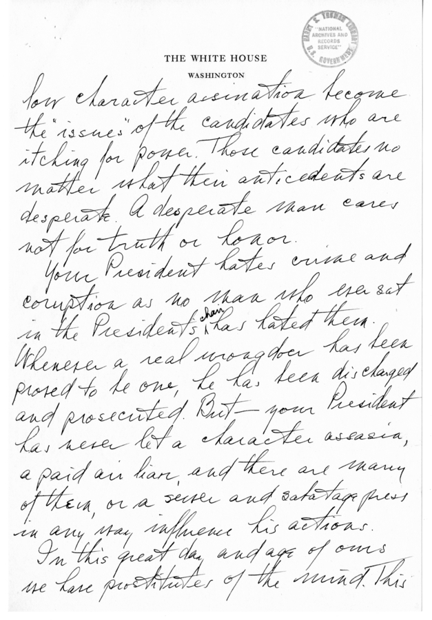 Longhand Note of President Harry S. Truman