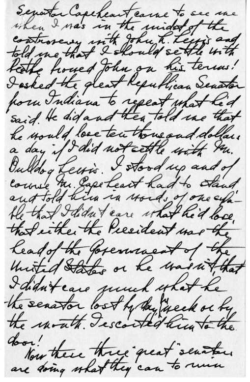 Longhand Note of President Harry S. Truman