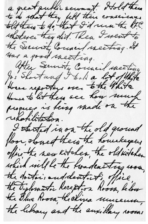 Longhand Note of President Harry S. Truman