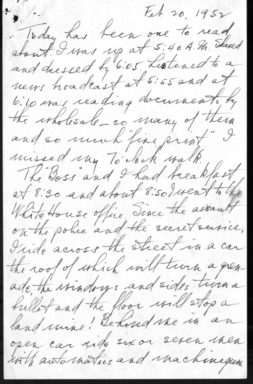 Longhand Note of President Harry S. Truman