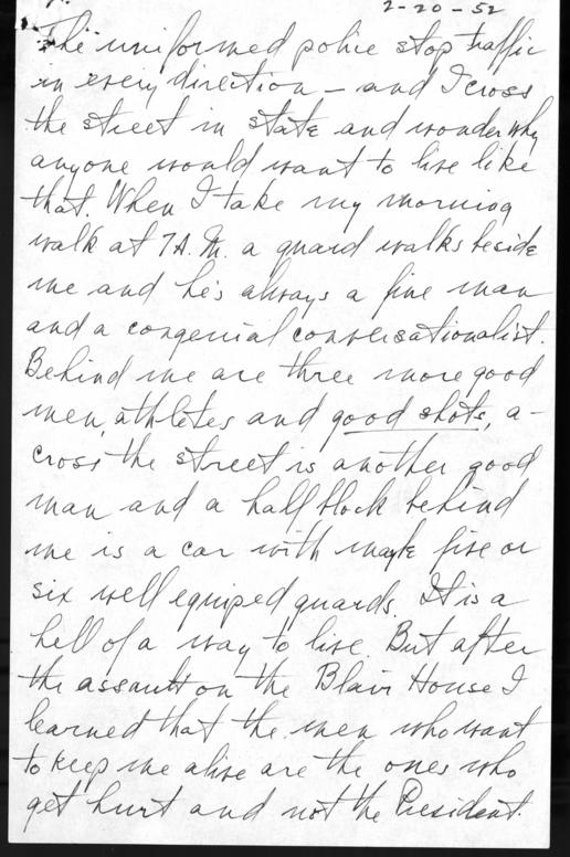 Longhand Note of President Harry S. Truman