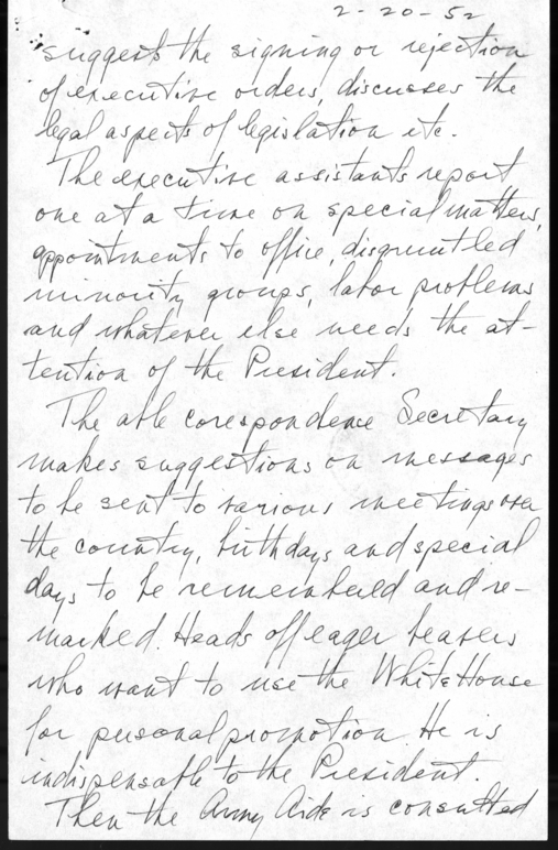 Longhand Note of President Harry S. Truman