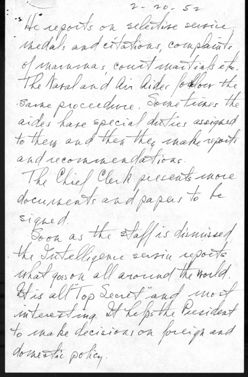 Longhand Note of President Harry S. Truman