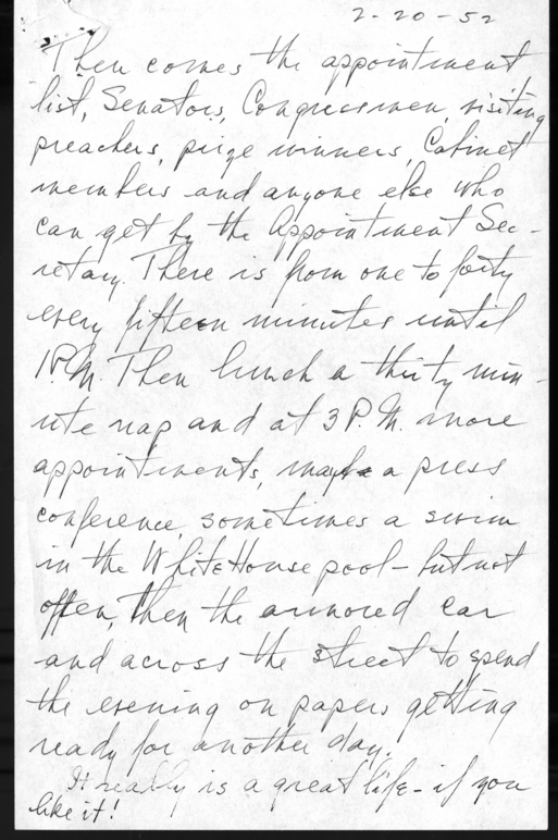 Longhand Note of President Harry S. Truman