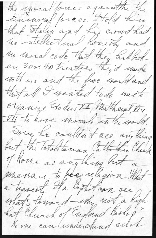 Longhand Note of President Harry S. Truman