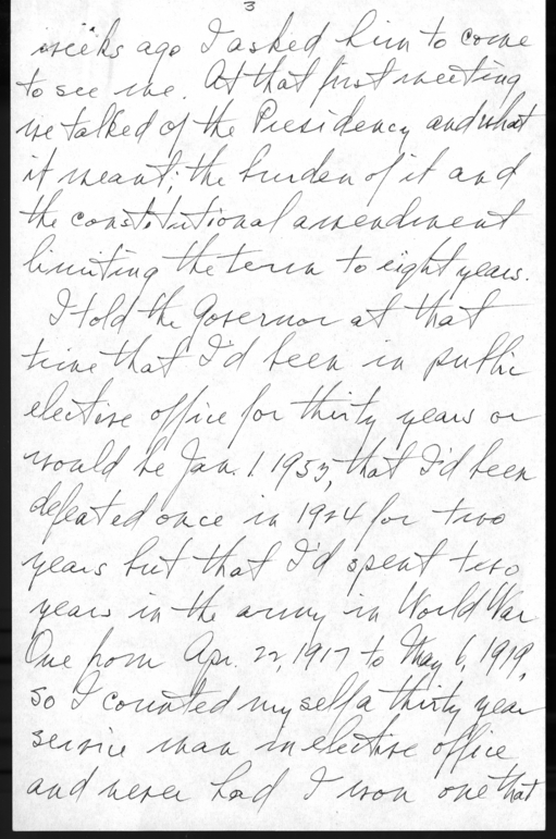 Longhand Note of President Harry S. Truman