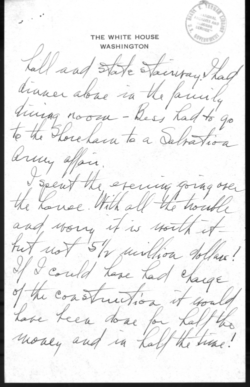 Longhand Note of President Harry S. Truman