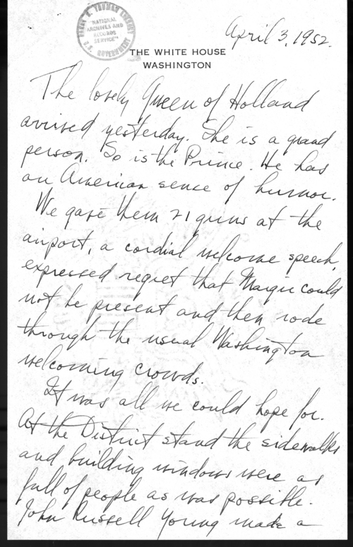 Longhand Note of President Harry S. Truman