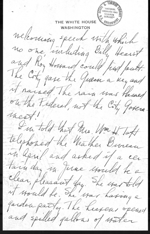 Longhand Note of President Harry S. Truman