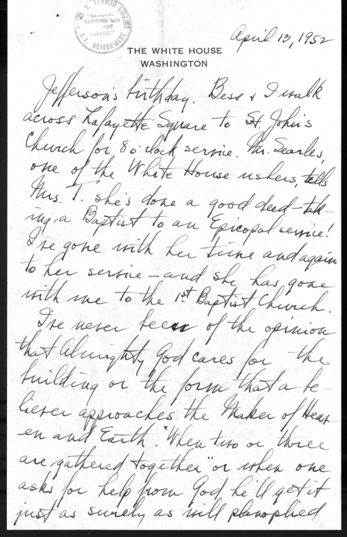 Longhand Note of President Harry S. Truman