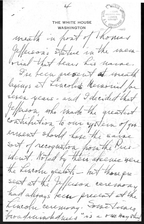 Longhand Note of President Harry S. Truman