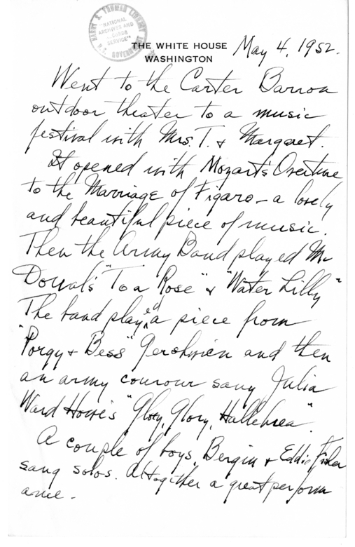 Longhand Note of President Harry S. Truman