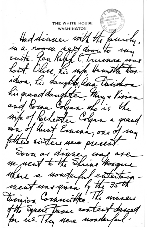 Longhand Note of President Harry S. Truman